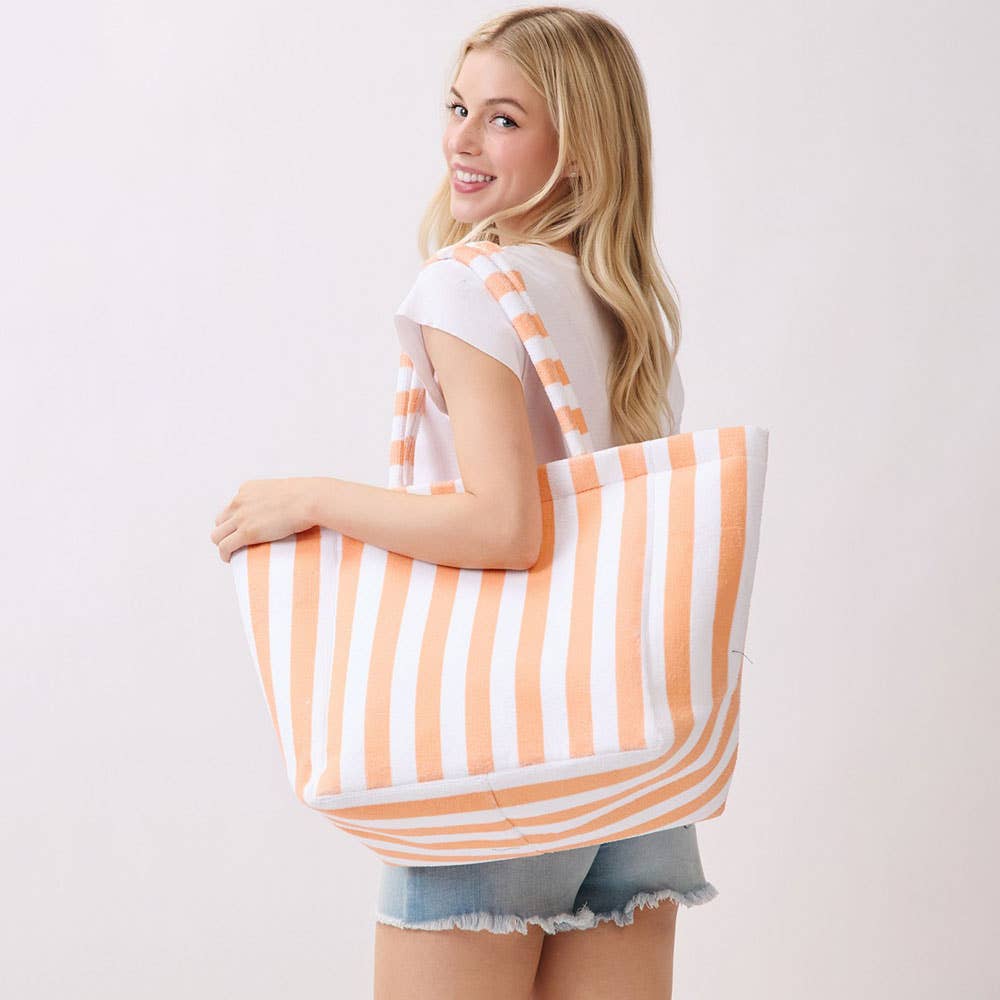 Sensibling Corp. - Striped Terry Tote Bag: Pink&Green