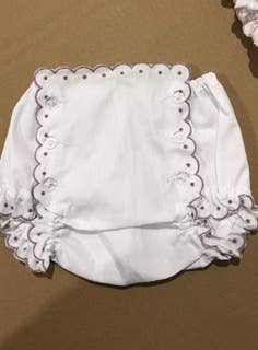 Zsa Zsa & LoLLi Monogram Blanks - Scalloped Diaper Cover, Panty, Monogram, Embroidery: Pink / L6-12 mos