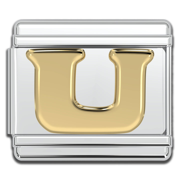 Natalia - Italian Charm Letters A-Z - 9mm Gold Bracelet Charms: F