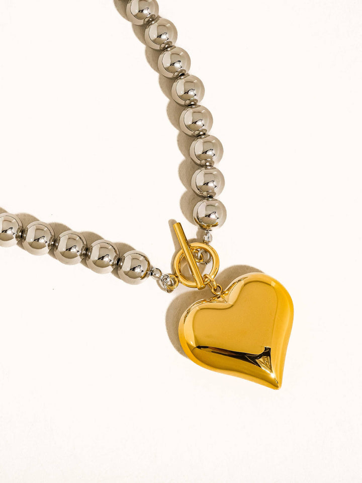 Flânerie by MAIQ - Raissa 18K Gold Non-Tarnish Two Tone Heart Necklace: Multi-Colored