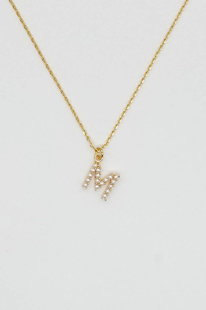 Dainty Love Pearl Initial Necklace: Holiday Favorite!: D / 15" + 3"