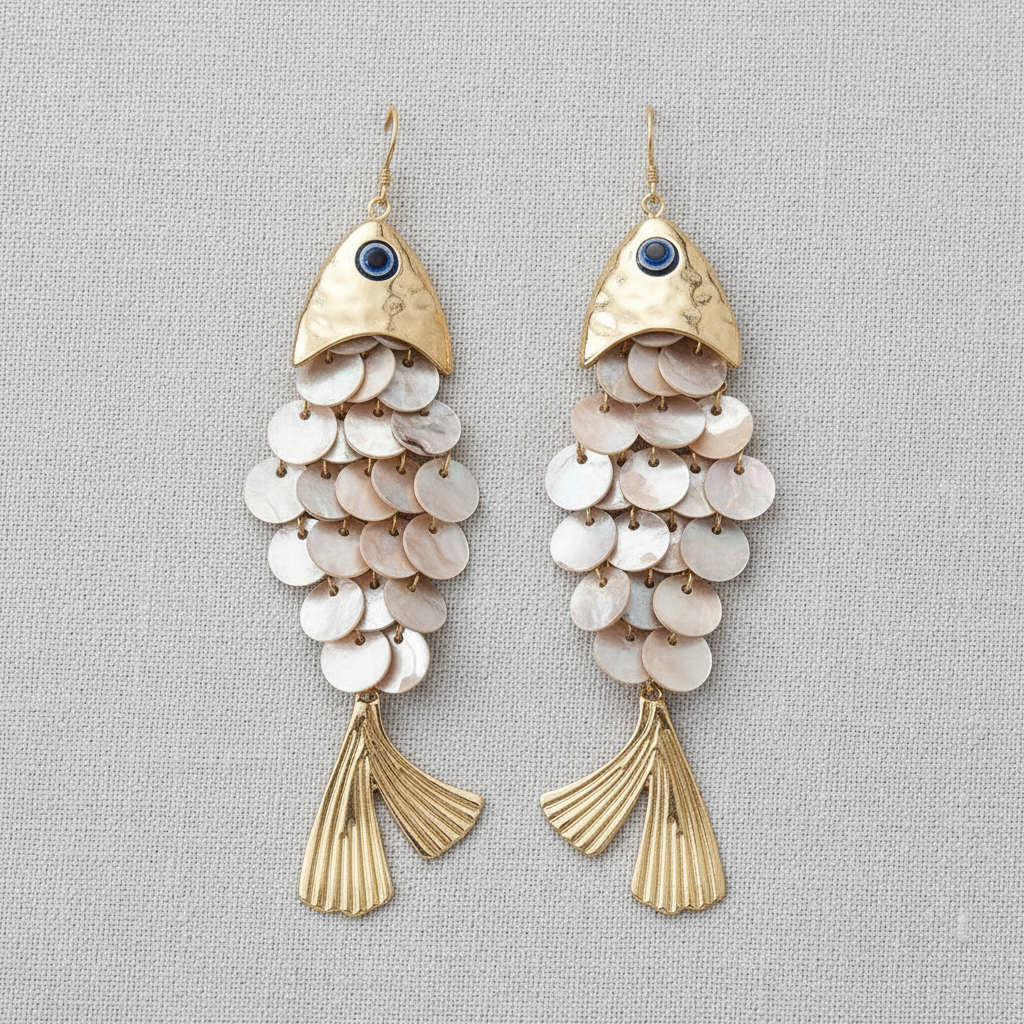 paperln - Shell Tassel Fish Hook Earrings