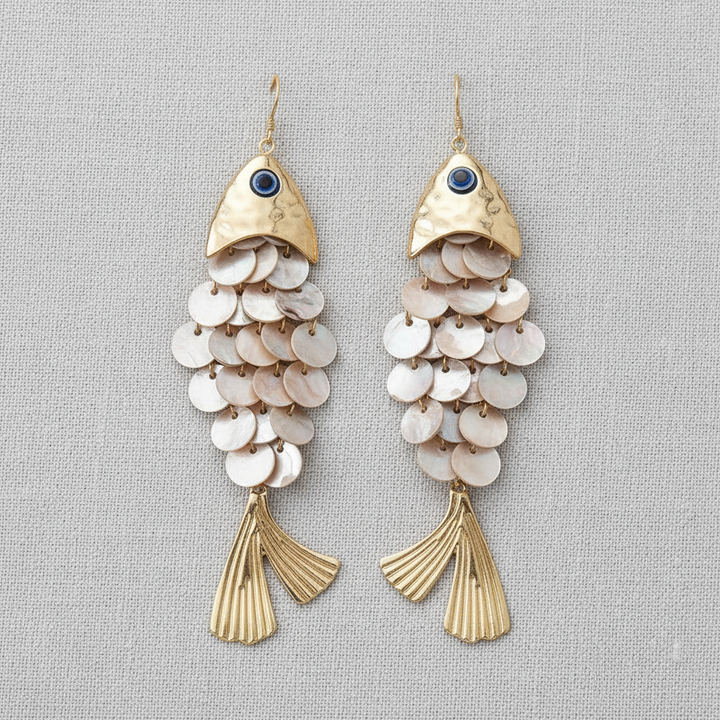 paperln - Shell Tassel Fish Hook Earrings