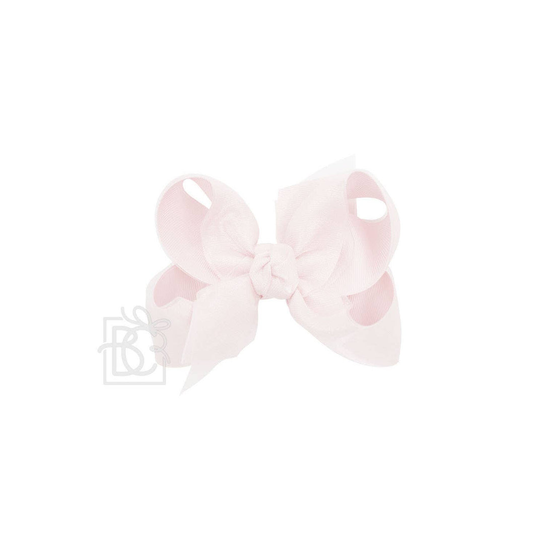 Beyond Creations, LLC - LAYERED ORGANZA/GROSGRAIN BOW ON CLIP: 4.5" Large - 1.5" Ribbons on Alligator Clip / Powder Blue