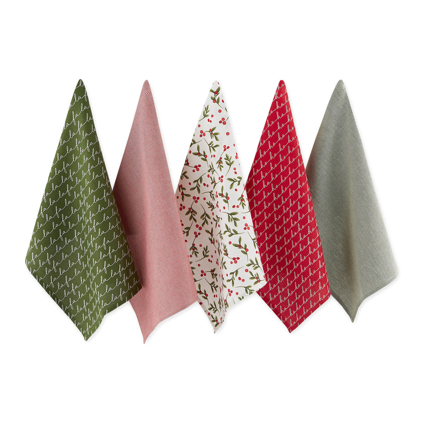 Under the Mistletoe Assorted Dishtowels 5 Styles