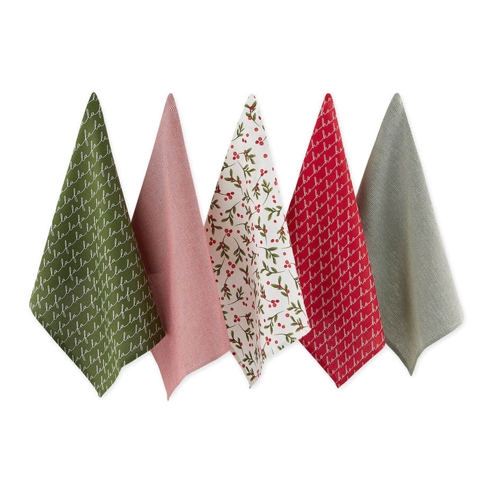 Under the Mistletoe Assorted Dishtowels 5 Styles