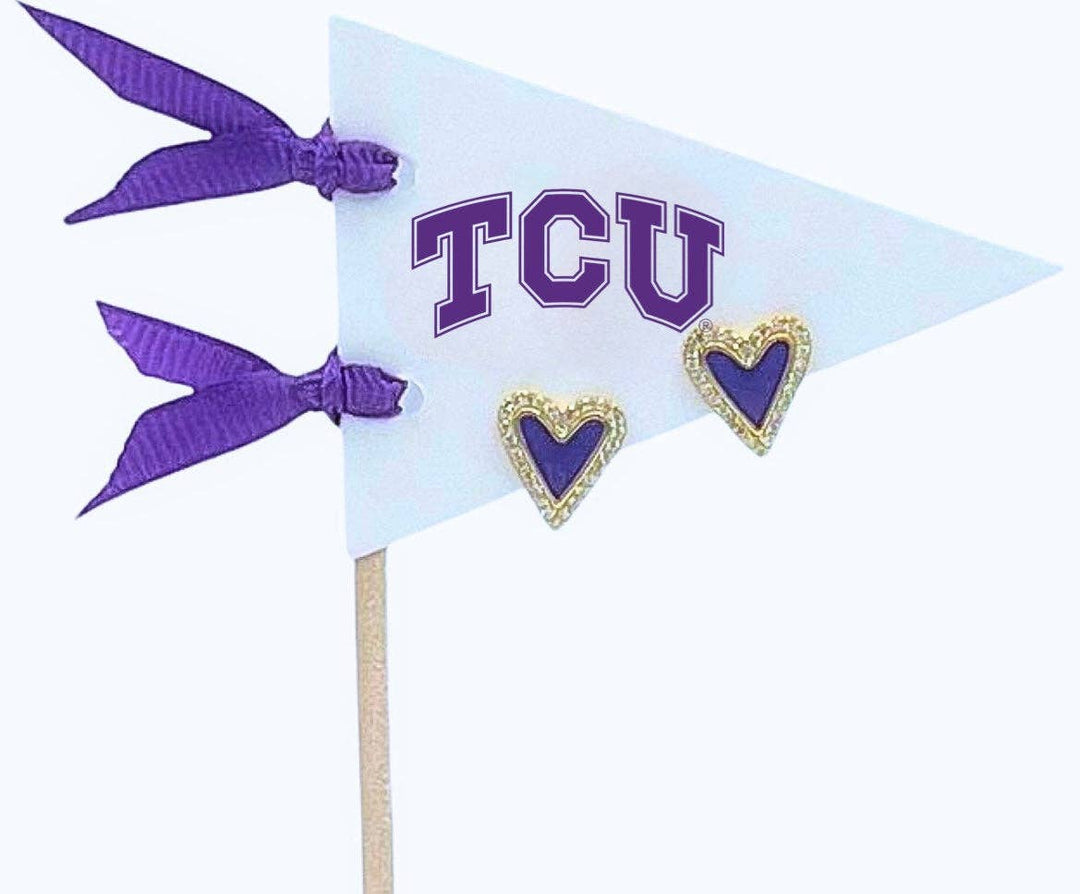 Color Shout - Love my College: Bright Color Heart Studs on Logo Pennant Flag: Auburn