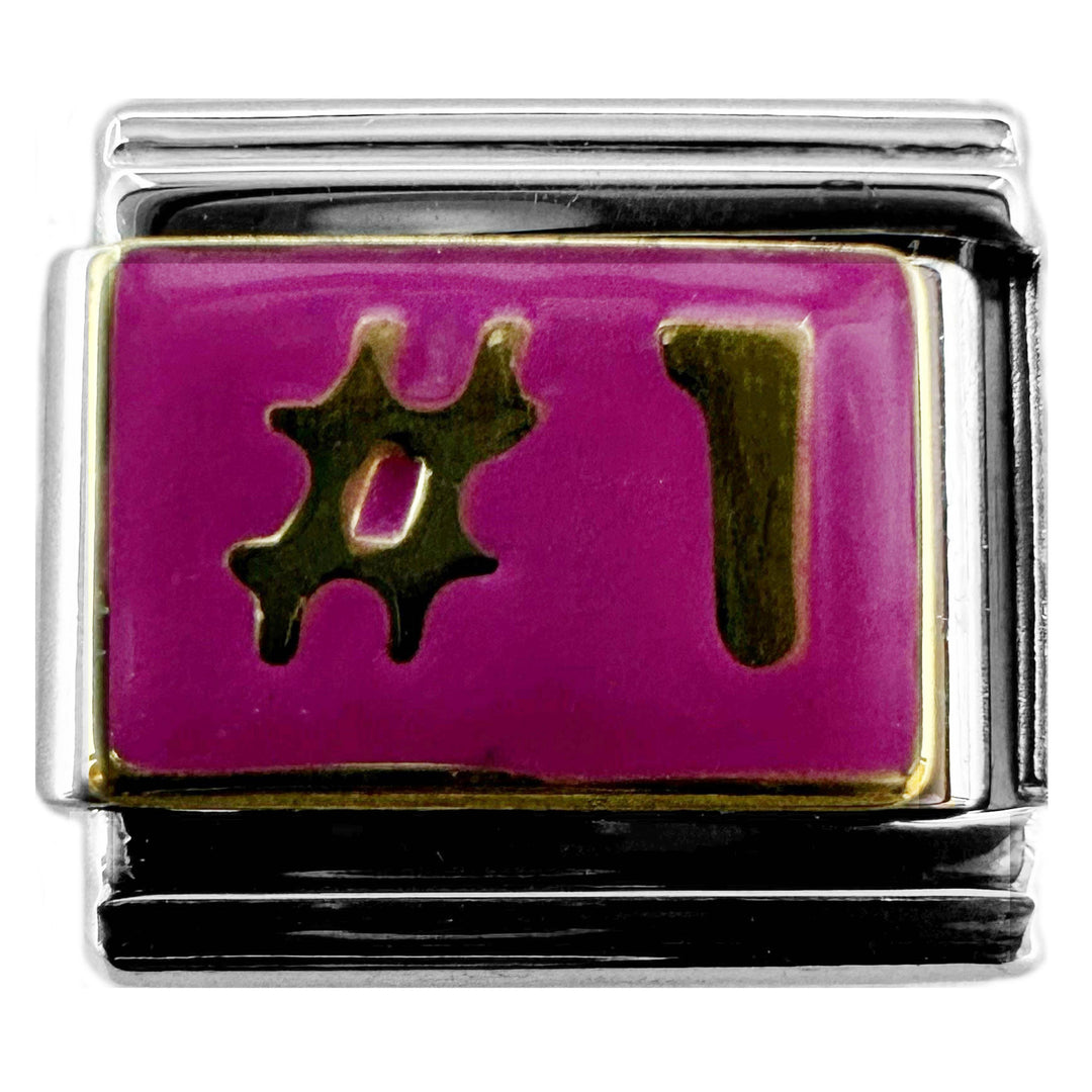 Natalia - Italian Bracelet Charm - #1 Pink/gold 9mm Links
