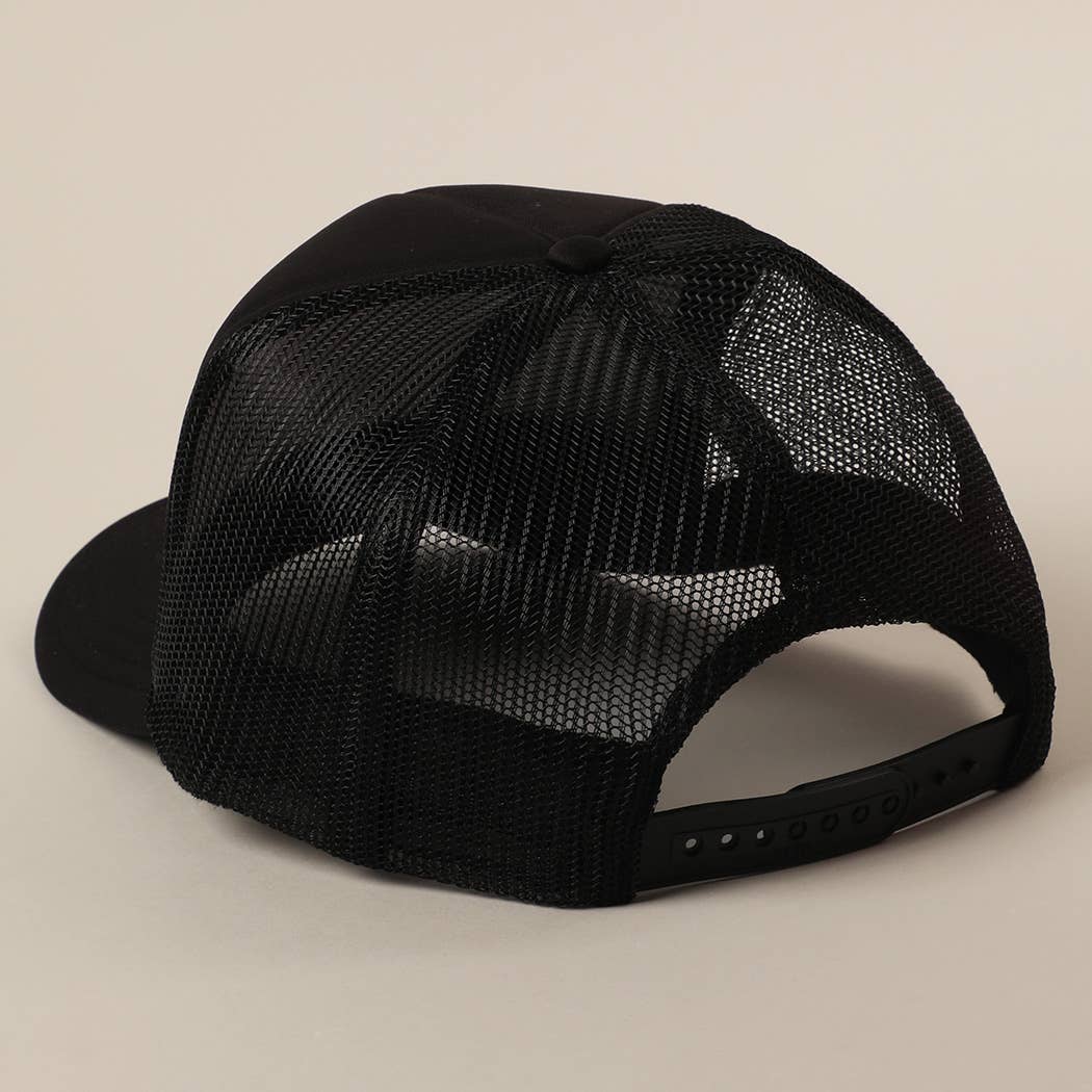 Fashion City - HONEY Text Logo Printed Mesh Back Trucker Hat: White / ONE SIZE
