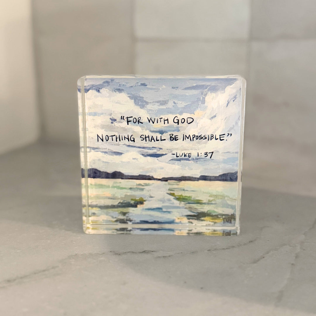 Lauren Dunn - Luke 1:37 Acrylic Scripture Block