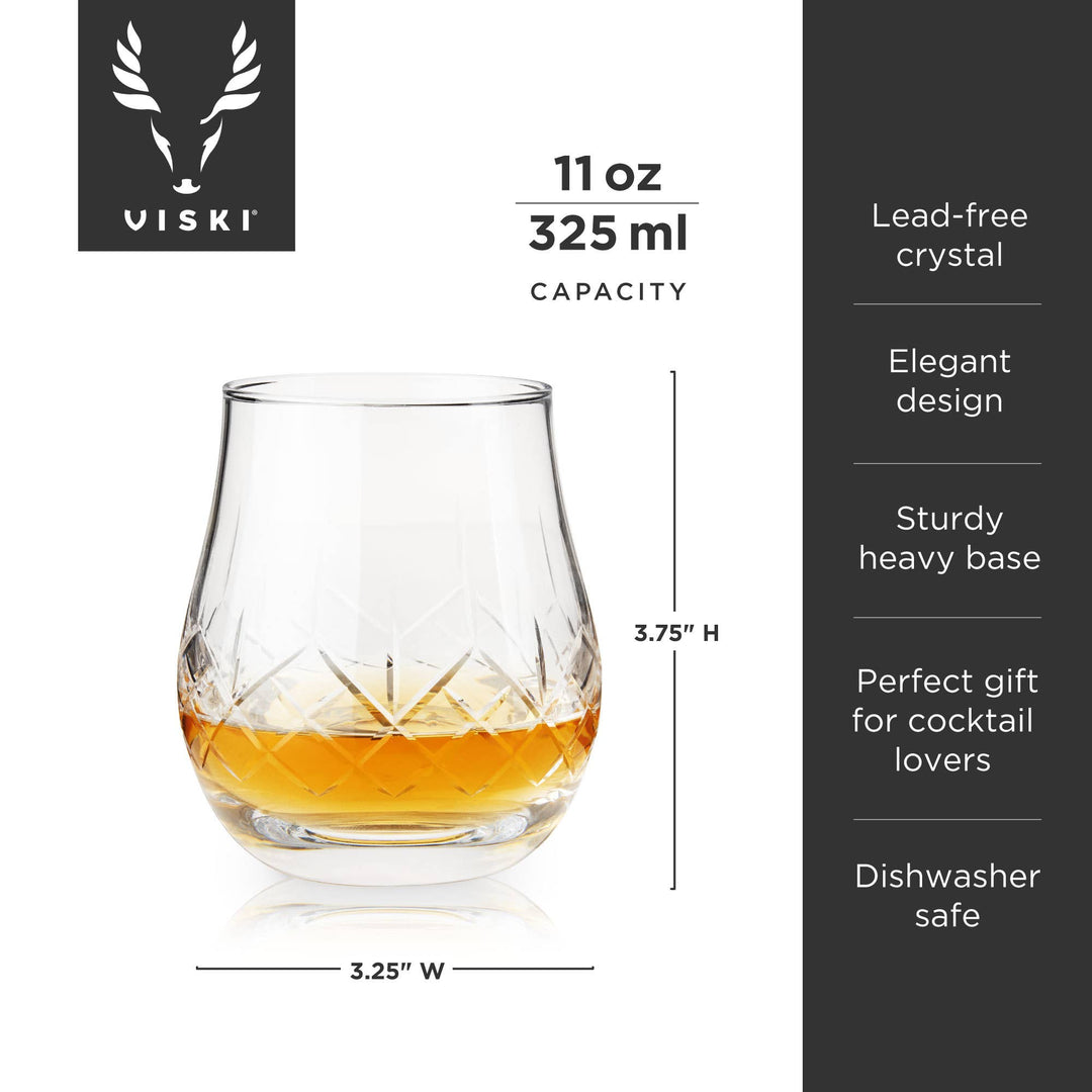 Viski - Admiral™ Crystal Heavyweight Bourbon Glasses - Set of 2