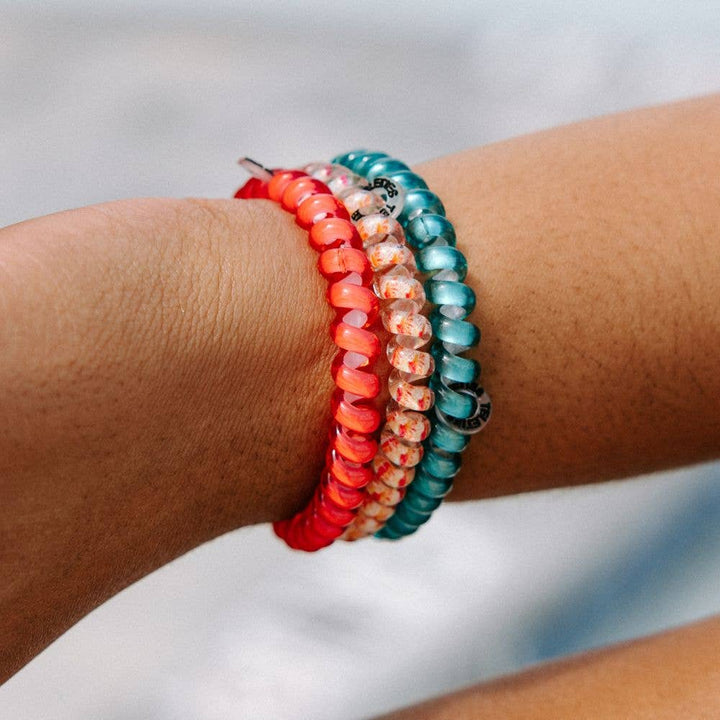 TELETIES - Spiral Hair Coils | Small | Coral Craze Hair Ties