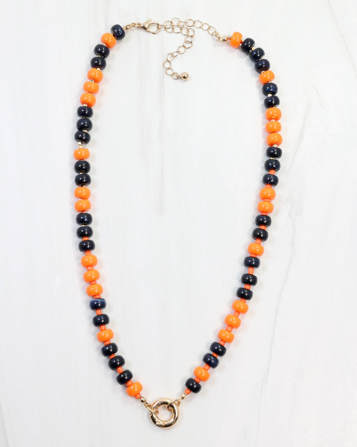 Caroline Hill - McLane Stone Necklace with Toggle Navy Orange: Default