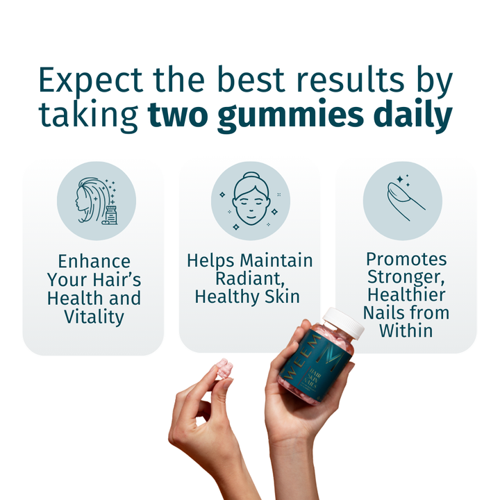 WEEM - Hair, Skin & Nails Gummies – Grow Thicker, Fuller Hair: 1 Month Supply
