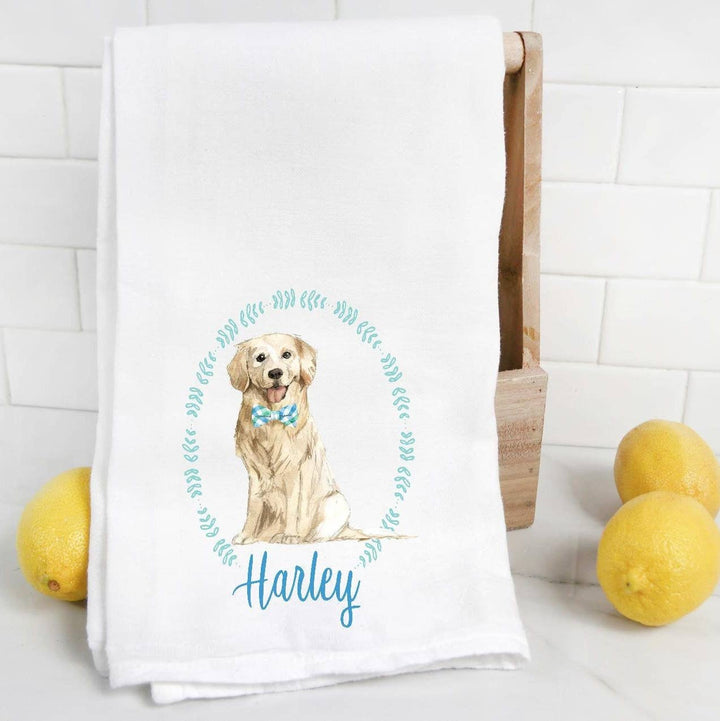 The Preppy Pineapple Home - Custom Golden Retriever  Flour Sack Towel, Tea Towel, Dog Mo: No Accessory / Wingback Chair