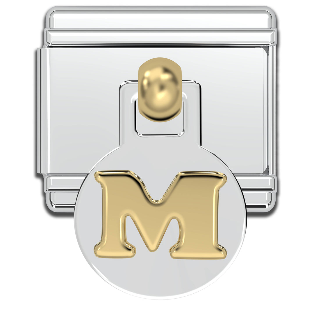 Natalia - Italian Charm Letters A-Z - 9mm Gold Dangle Bracelet Charms: M