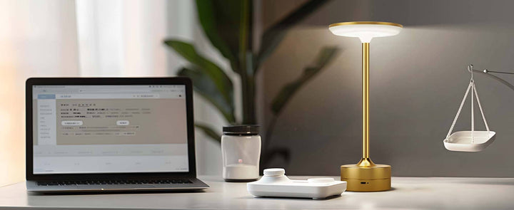 LAX Gadgets - LED Table Lamp – Touch Control, Dimmable, Rechargeable: Gold