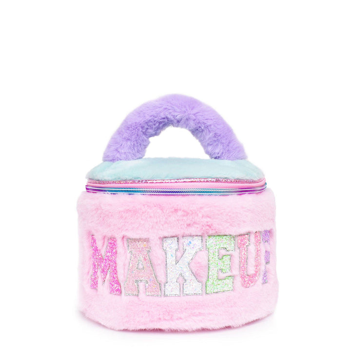 OMG Accessories - 'Makeup' Colorblocked Plush Rounded Glam Bag