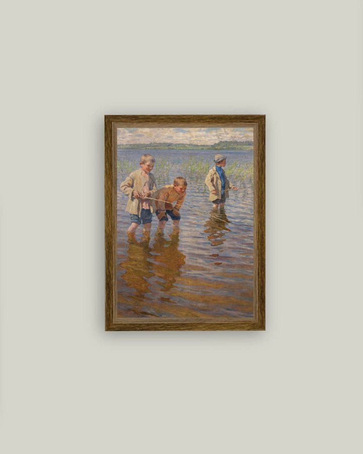 Petal Lane Home - Mid-Day Fishing Framed Antique Art: 11x15