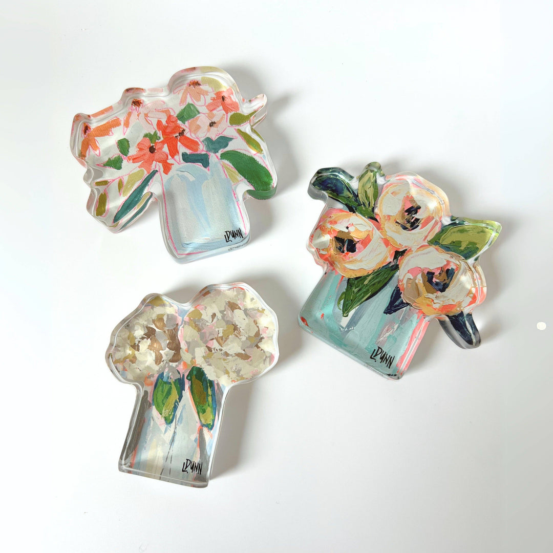 Lauren Dunn - Two Hydrangea Blooms Acrylic Block: Bitty Block