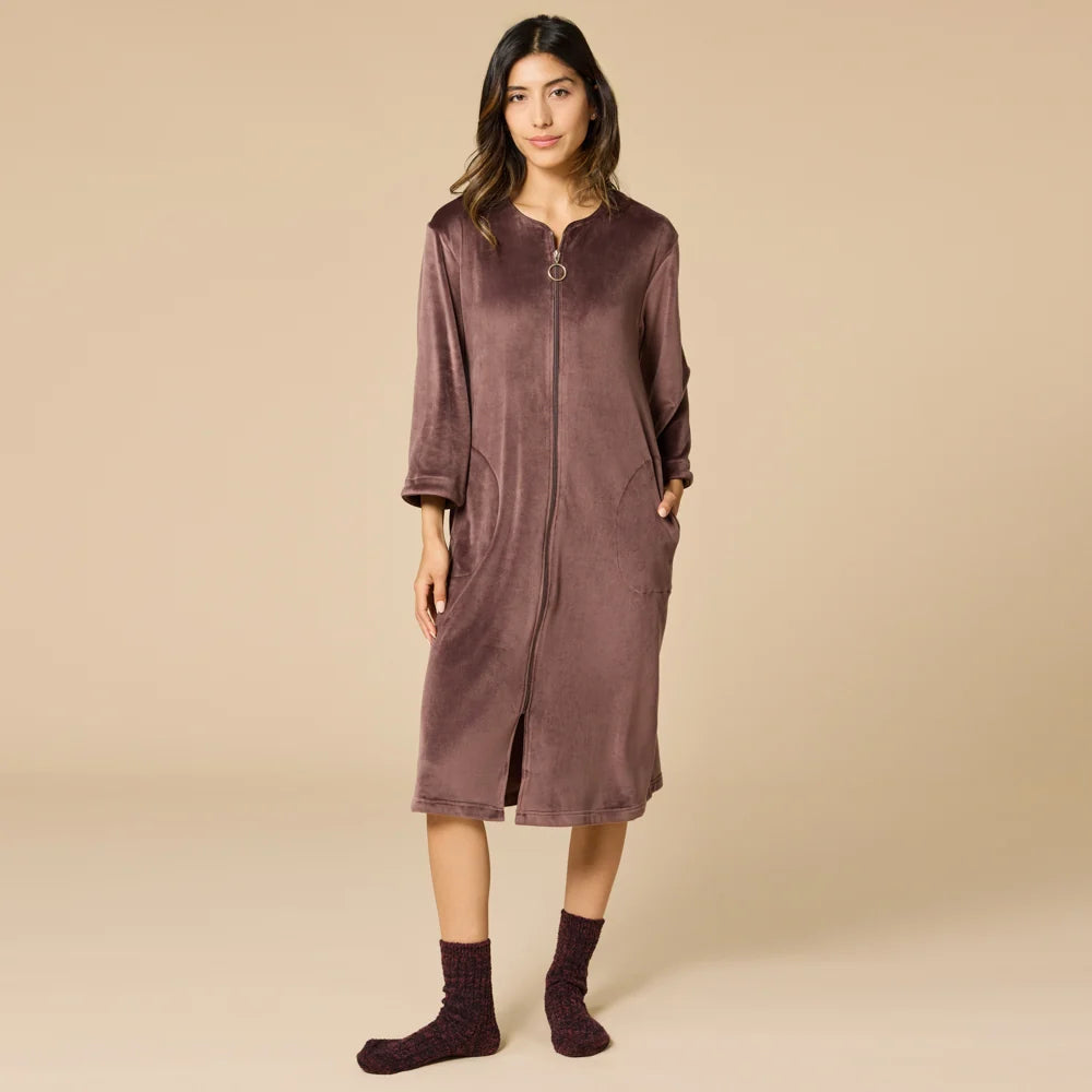 42" 3/4 Sleeve Serenity Shear Mink Zip Robe