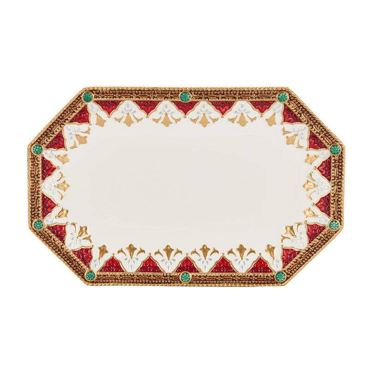Fitz and Floyd® Mikasa® Pfaltzgraff® - Fitz & Floyd Noel Holiday Sm Platter 13.75In Gift Box Pkg: RED / EARTHENWARE