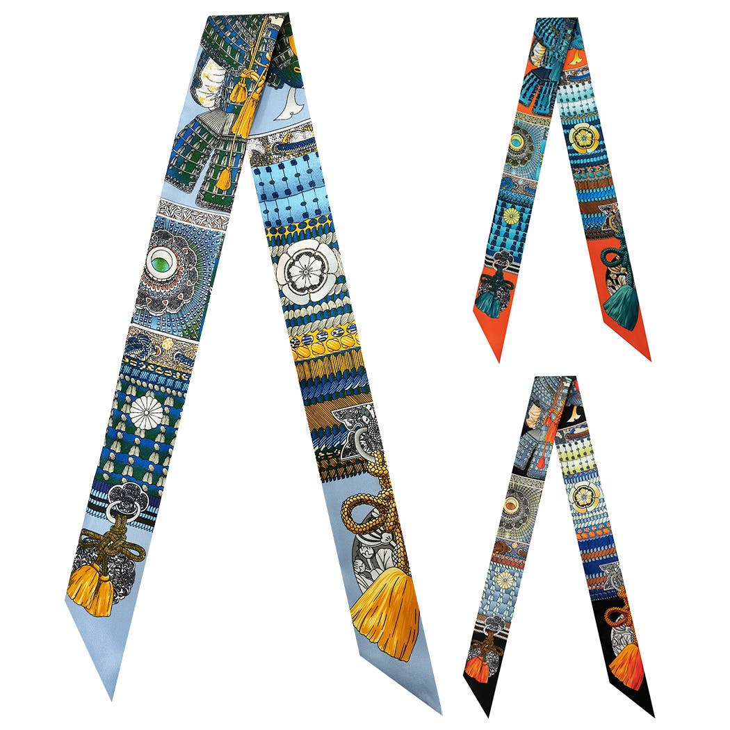 Fashion City - Tassel Pattern Print Light Weight Twilly Scarf : ORA / ONE SIZE