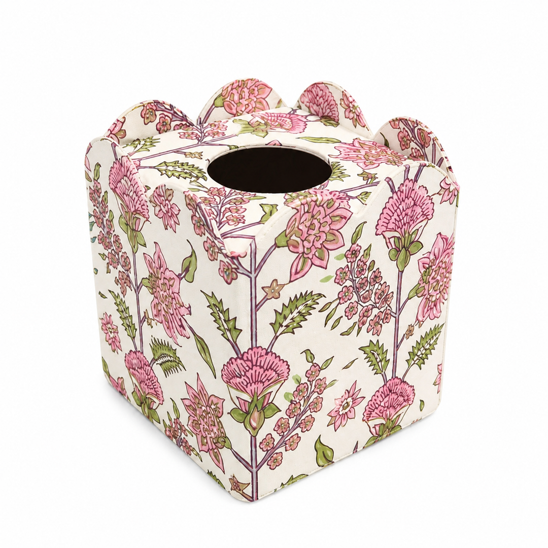 Blocks that Print - Handprinted Tissue Box - Pink City Courtyard