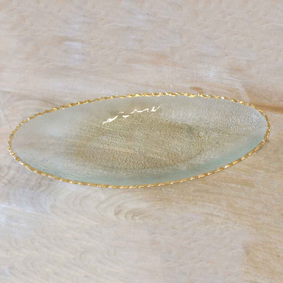 The Royal Standard - Fairbanks Oval Platter   Clear/Gold   15x1.75x5.5