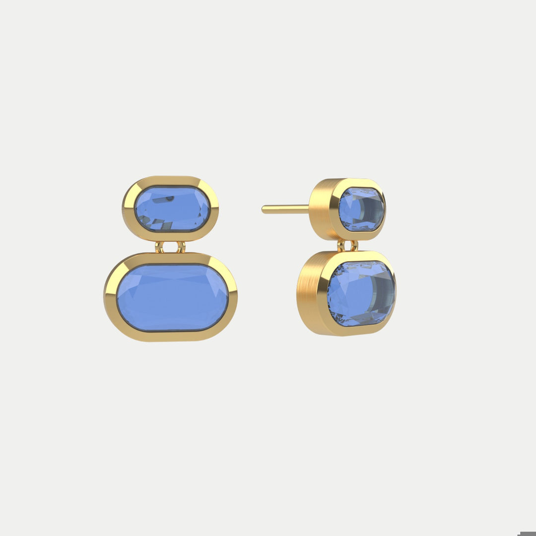 Mercer Double Gemstone Drops-Gold-Midnight Blue