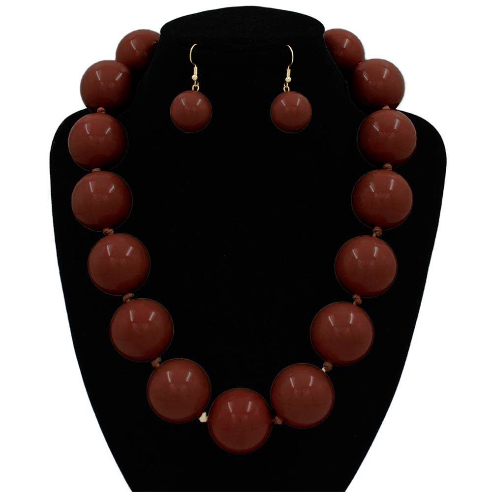 Sensibling Corp. - Chunky Ball Beaded Statement Necklace: Light Blue