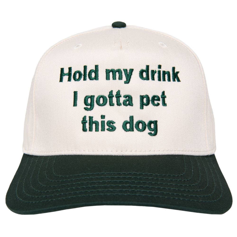 Katydid - Hold My Drink I Gotta Pet This Dog Easter Vintage Hat: Pink and Tan