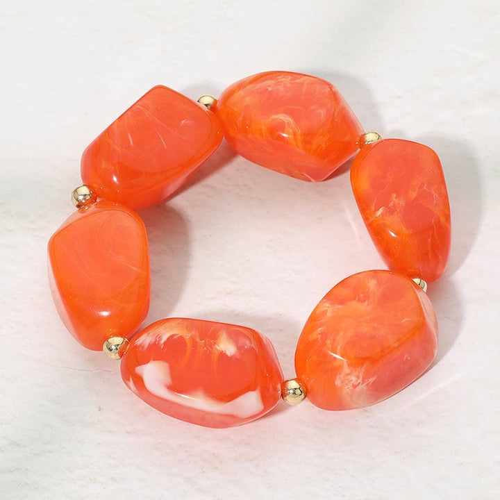 Sensibling Corp. - Chunky Resin Pebble Beaded Bracelet: Red
