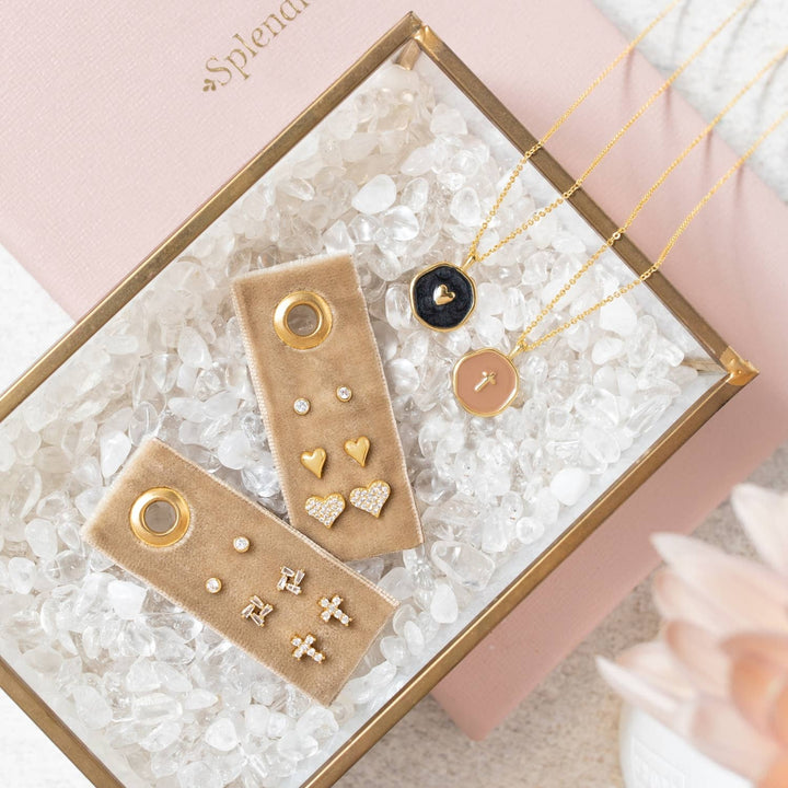 Splendid Iris - Cross Velvet Stud Gift Set: Gold