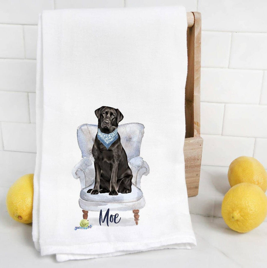 The Preppy Pineapple Home - Custom Black Lab Tea Towel: Chinoiserie Chair