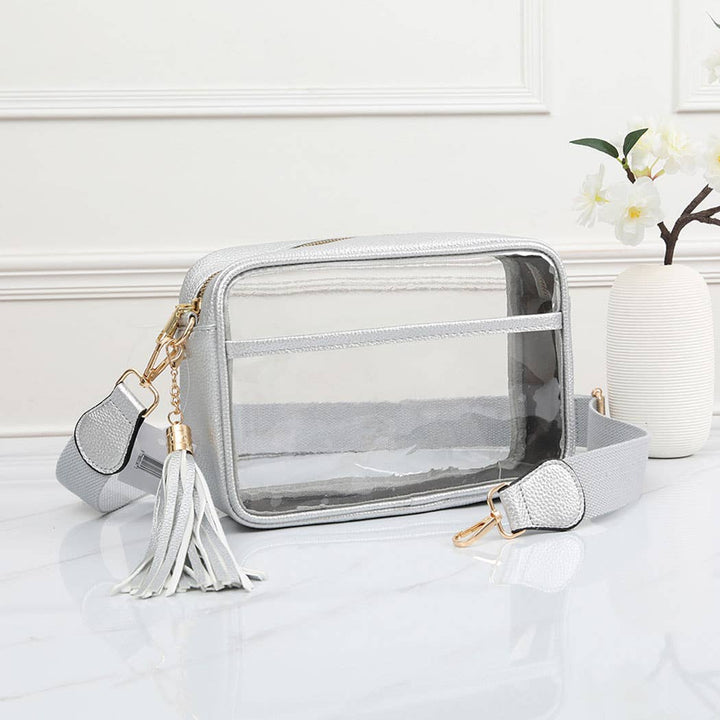 Fashion City - Solid Color Outlined Clear Crossbody Bag: CLRB / ONE SIZE