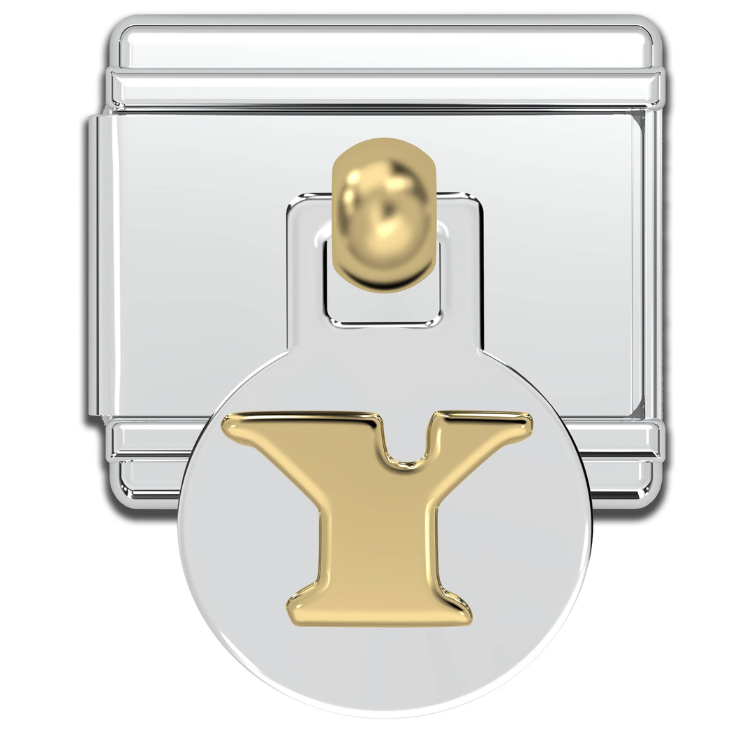 Natalia - Italian Charm Letters A-Z - 9mm Gold Dangle Bracelet Charms: Y