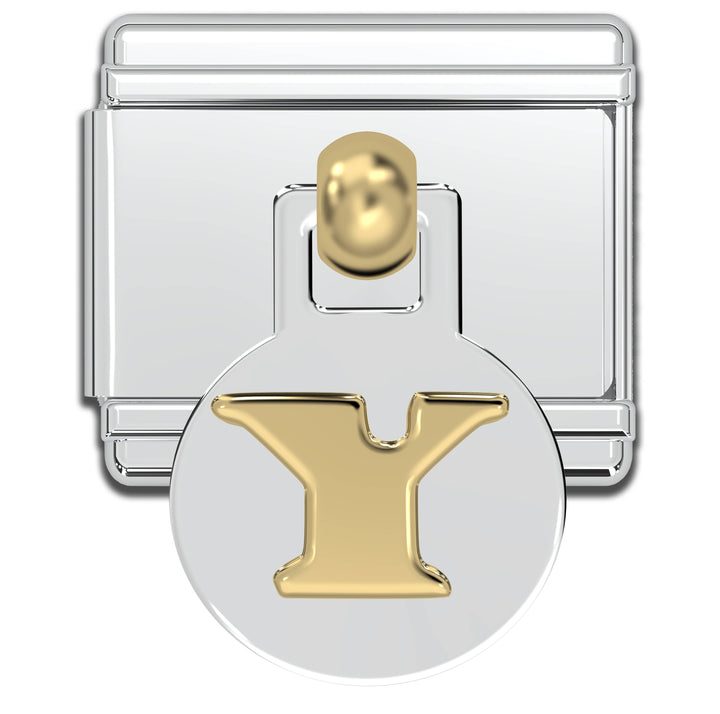 Natalia - Italian Charm Letters A-Z - 9mm Gold Dangle Bracelet Charms: Y