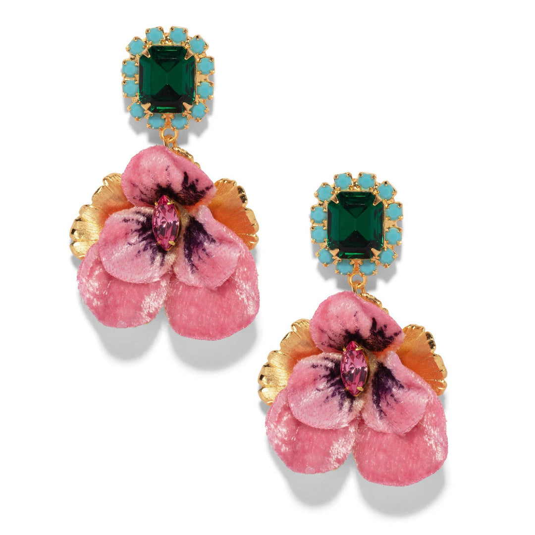 The Pink Reef - The Pink Reef Emerald Pink Pansy Earring