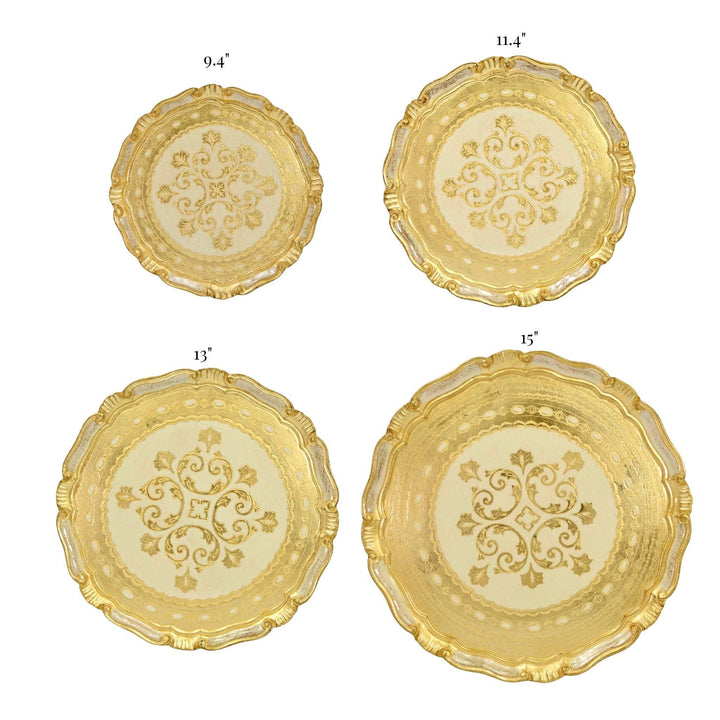 Via Graceffo - Florentine Carved Gilded Wood Circle Tray, Made in Italy: Large