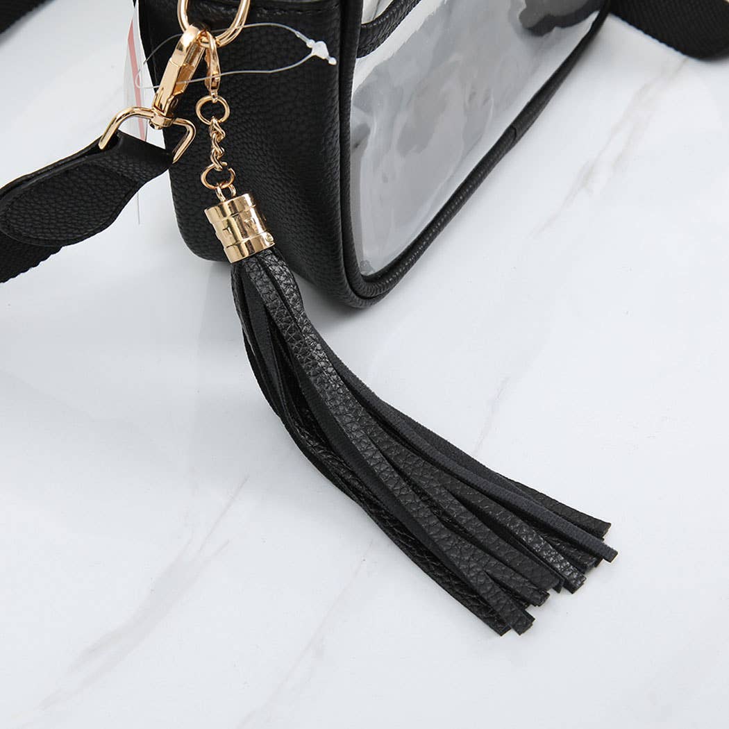 Fashion City - Solid Color Outlined Clear Crossbody Bag: CLRB / ONE SIZE