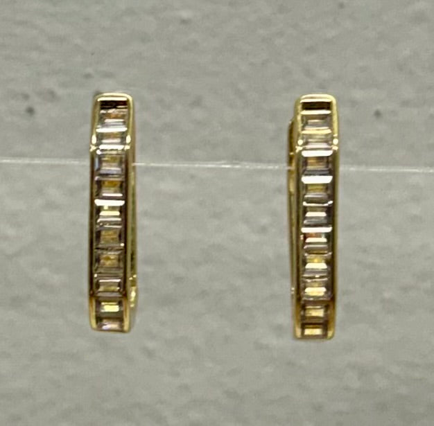 CZ Baguette Octagon Hoops Earring