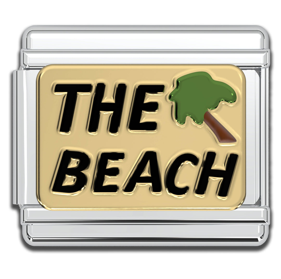 Natalia - Italian Bracelet Charm - "The Beach" Text 9mm Links