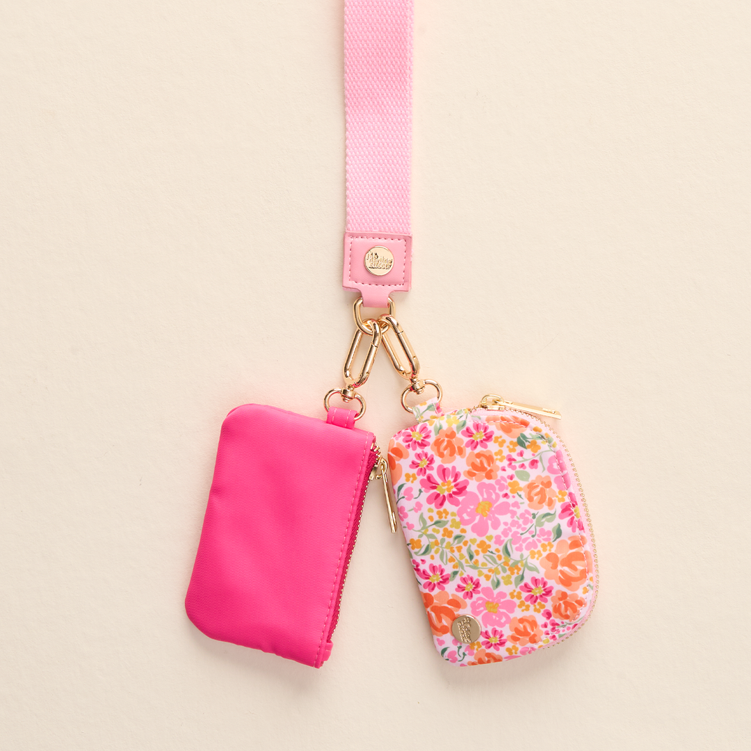 The Darling Effect - Dynamic Duo Pouch Wristlet-Secret Garden Pink