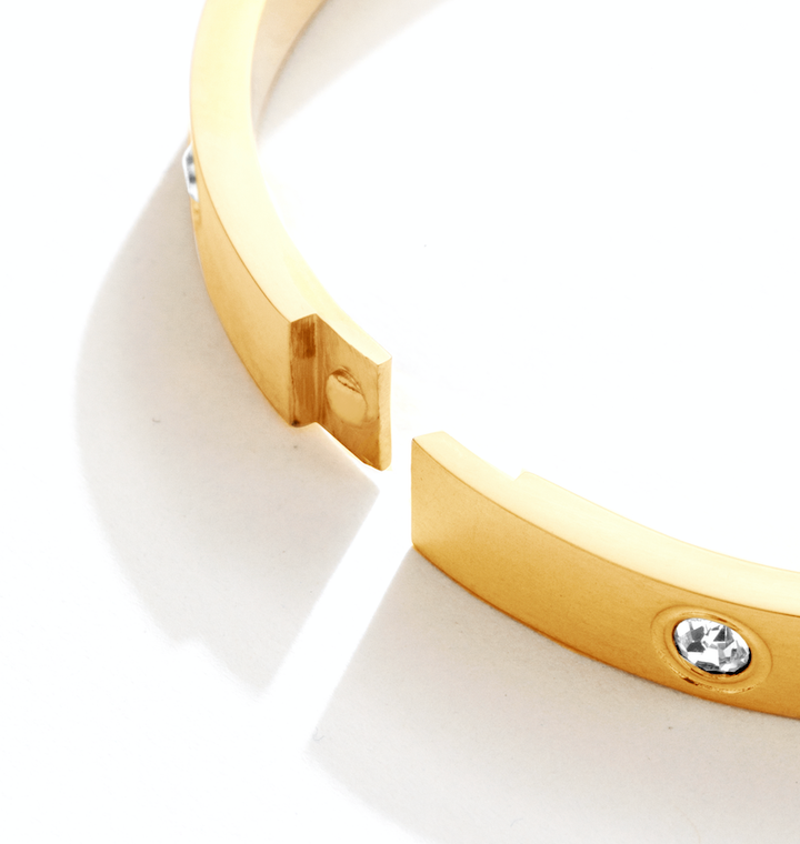 Splendid Iris - Cubic Zirconia Hinged Bracelet: Gold