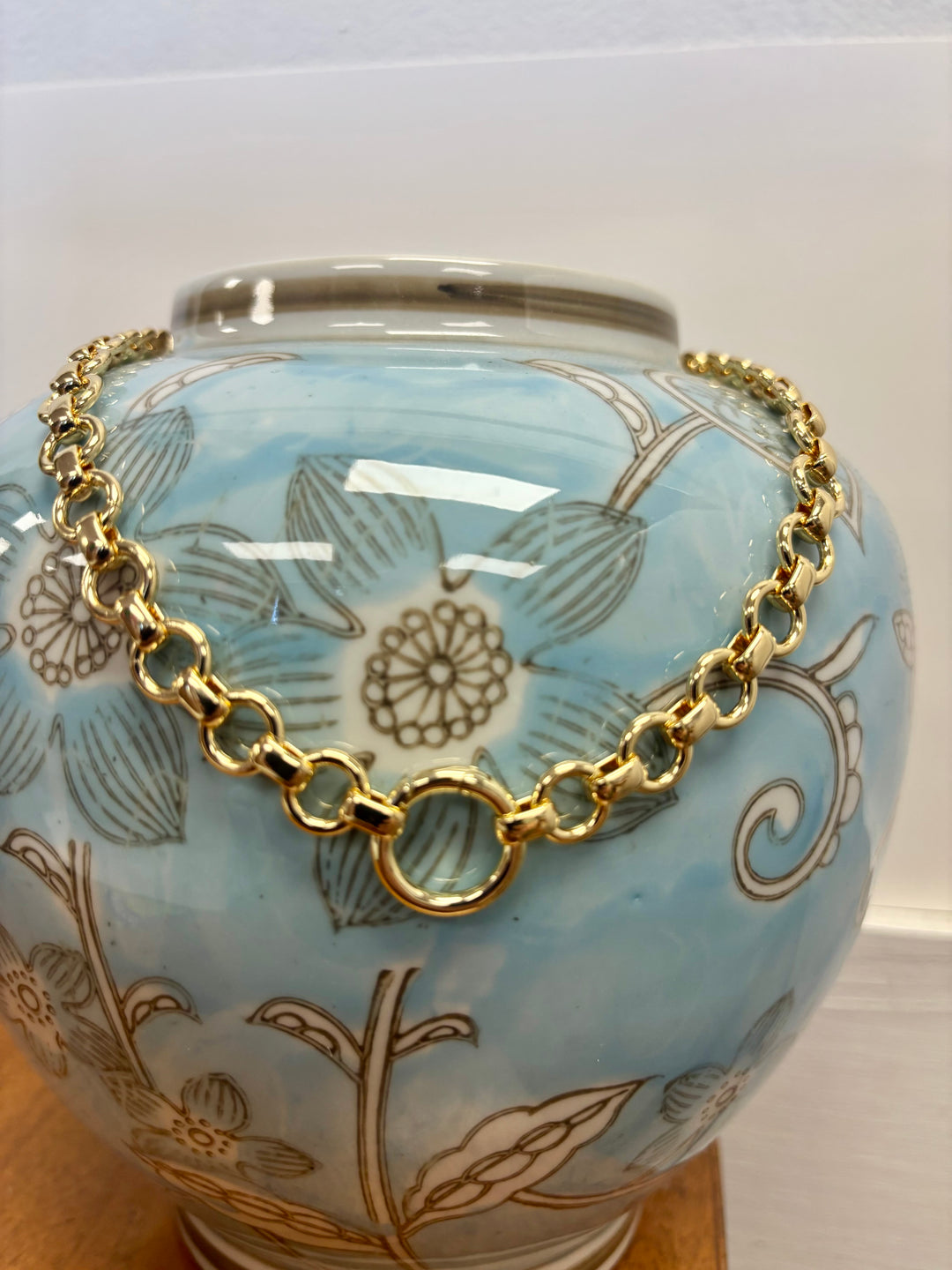 Large Flat Round Chain Necklace