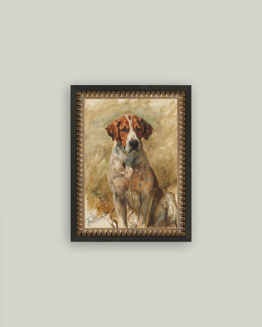 Petal Lane Home - Study of a Hound Framed Antique Art: 5x7
