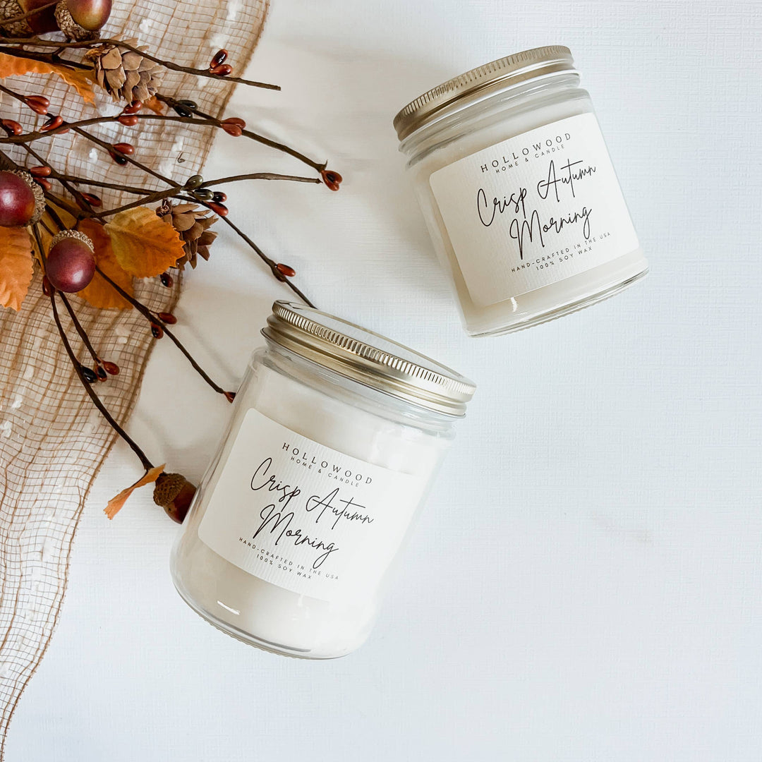 Hollowood Home and Candle - CRISP AUTUMN MORNING | FALL CANDLE | 100% SOY WAX | 8 OZ