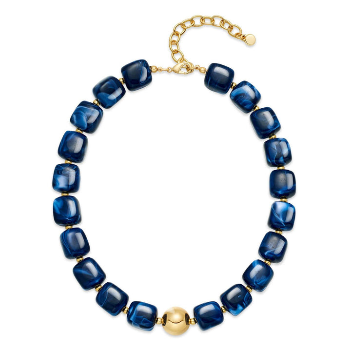 MKS America - Women  Square Resin Bead Necklace With Gold Ball Detail: Black / M