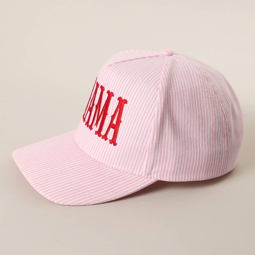 Fashion City - MAMA Embroidered Striped Trucker Hat : BLUE/BLUE